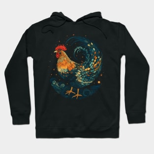 Starry Night Inspired Chicken Gifts Funny Chicken Hoodie